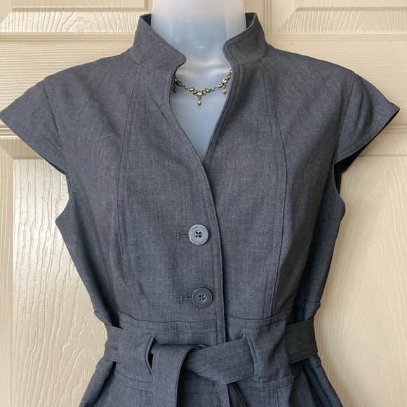 Calvin Klein beautiful charcoal midi professional short sleeve dress size 4 EUC - Picture 5 of 12